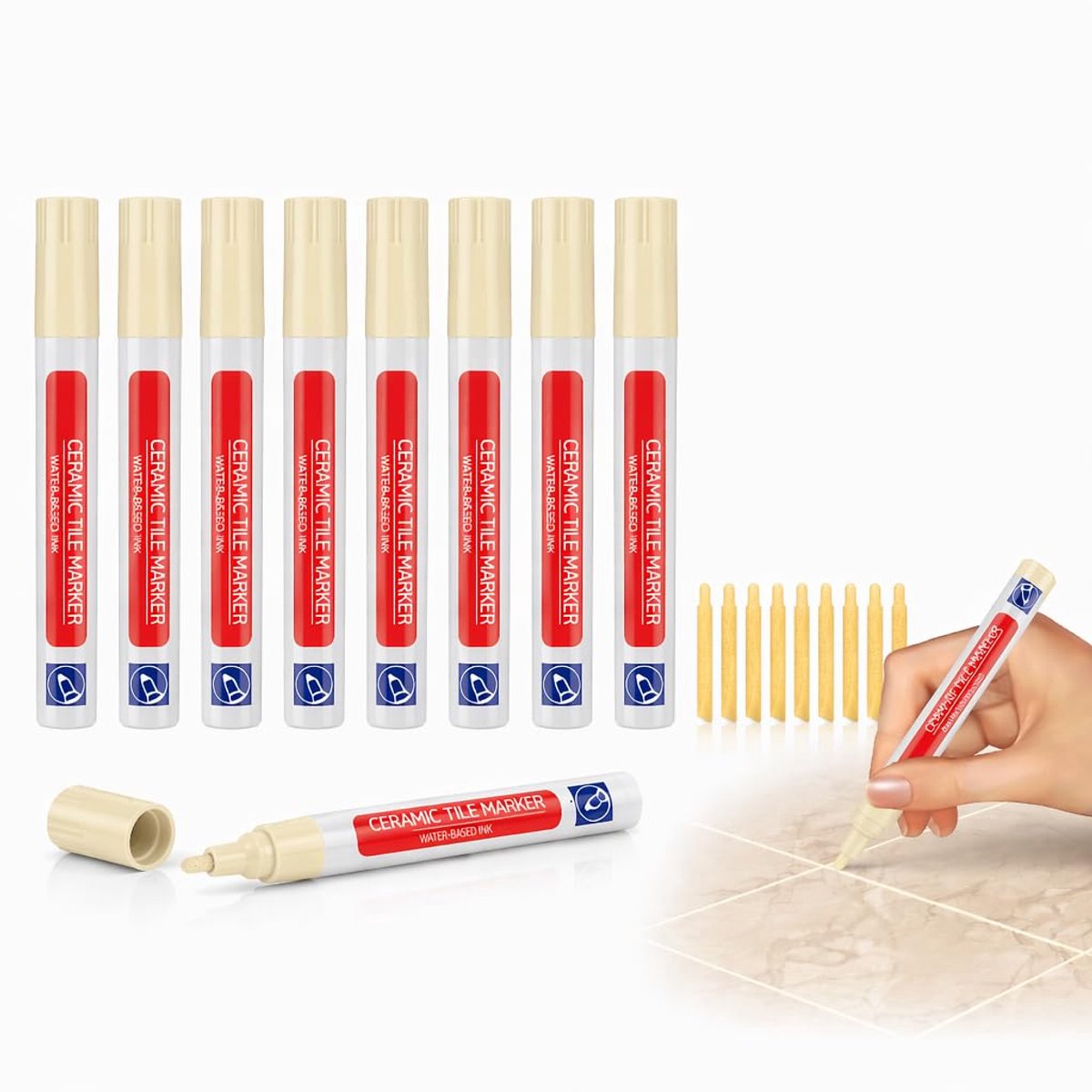6 x voegenstift voor tegels, grijs, stift voor voegen - ShopVlot