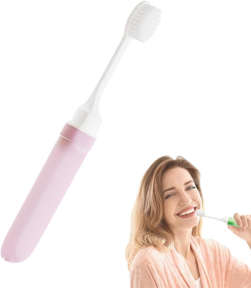 Reis Tandenborstel - Opvouwbare Borstel - Mondhygiëne Onderweg - Zacht Borsteldesign - 11 cm - Blauw