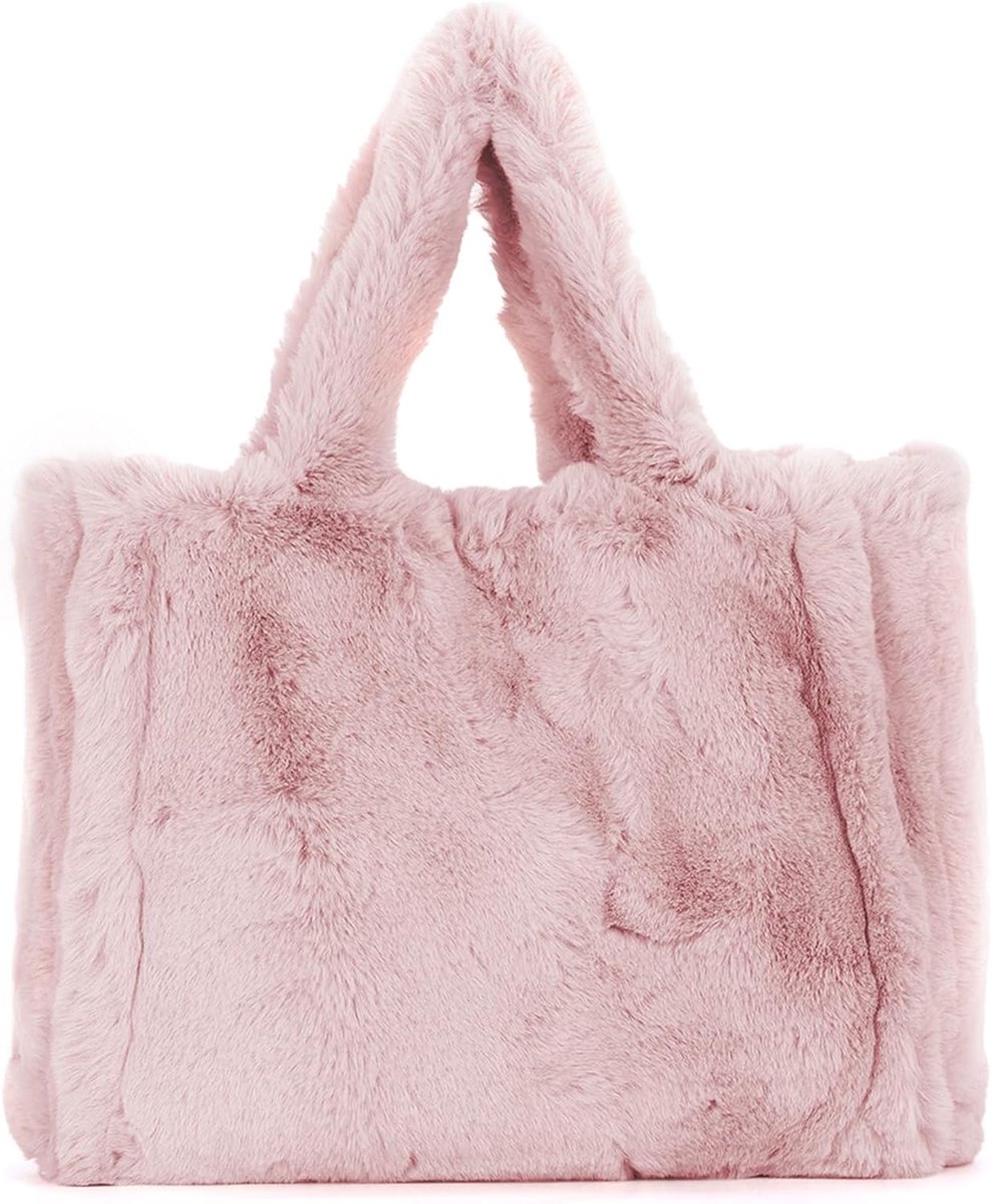 Fecialy Fluffy Tote Bags for Women, Large Fluffy Handbag, Cute Plush Purses, Faux Fur, Hobo Bag for Autumn and Winter - ShopVlot