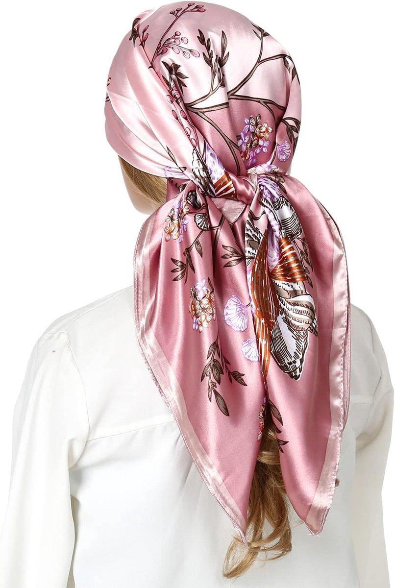Riiqiichy headscarf, silk satin ladies sleep hair scarf. Suqare designer bandana scarf for hair wrapping at night. - ShopVlot