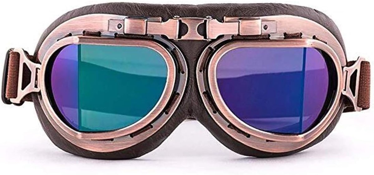 Black Sugar Unisex motorcycle style steampunk glasses solid good quality vintage aviator pilot glasses leather lined - ShopVlot