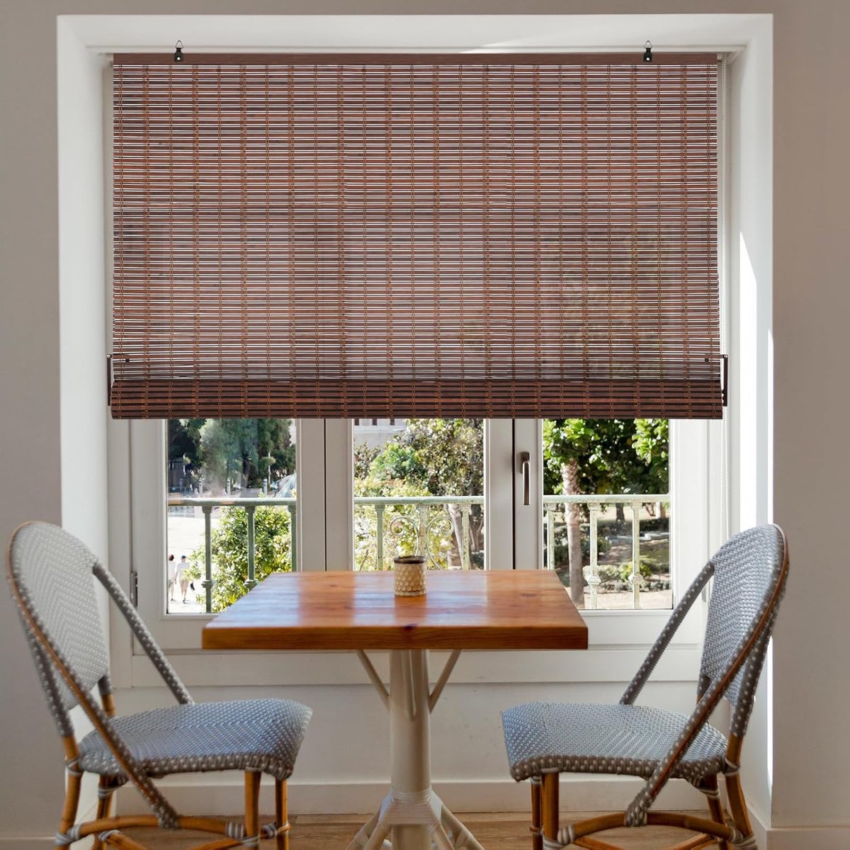 Bamboe jaloezieën - ondoorzichtig, zonwering en inkijkbescherming voor deuren/ramen (donkerbruin, 60 x 180 cm) - ShopVlot