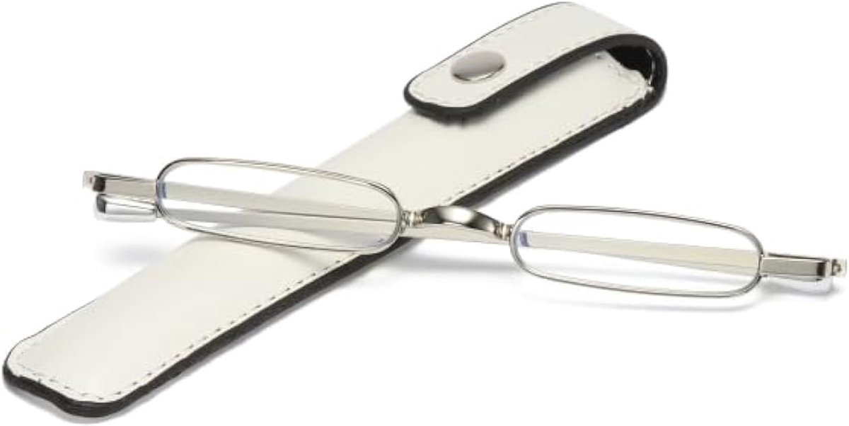 Viseng Small ultra-light metal reading glasses mini compact with the portable and durable leather case - ShopVlot