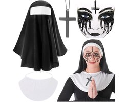 Horror Nonnen Kostuum Dames 4 Delig voor Carnaval en Cosplay