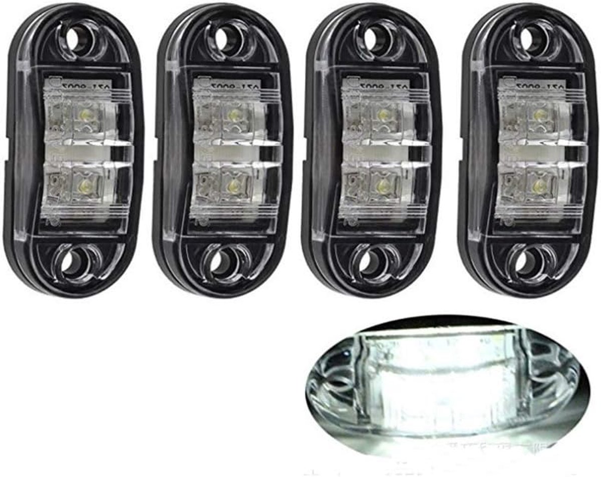 LED 12V tot 24V witte limit lamp - zijmarkeringslamp - E-goedkeuring E9 - ideaal voor vrachtwagens - ShopVlot