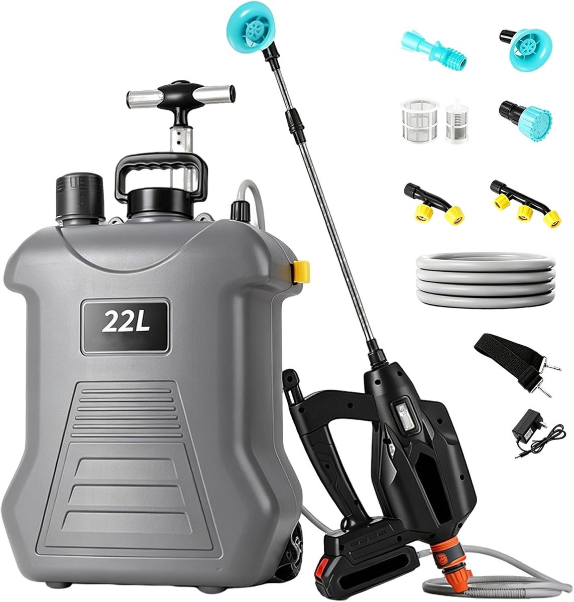 Accu-druksproeier 22 liter - 21 V - met 3 m slang - ideaal voor tuinieren - ShopVlot