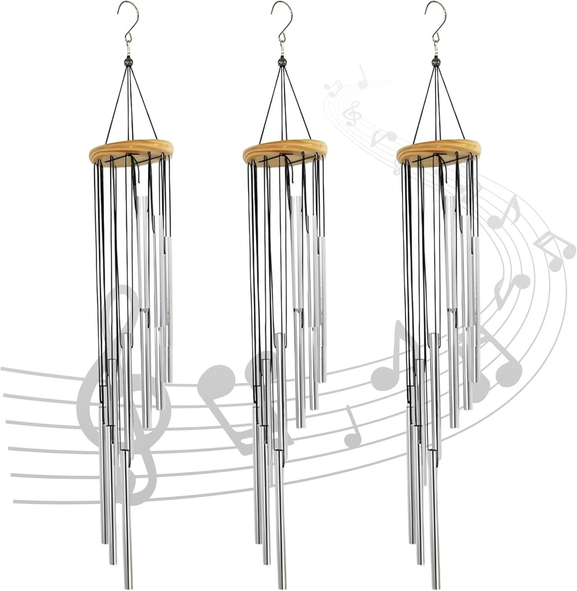 Windgong 55cm - Aluminium - Elegante buiten decoratie - Mooie klank voor tuin en patio - ShopVlot