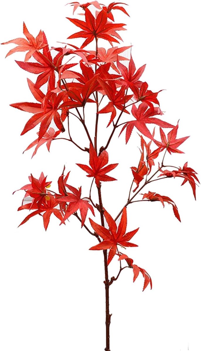 Kunstmatige esdoorn bladeren stengels 83cm - levensecht rood - voor huisdecoratie - ShopVlot