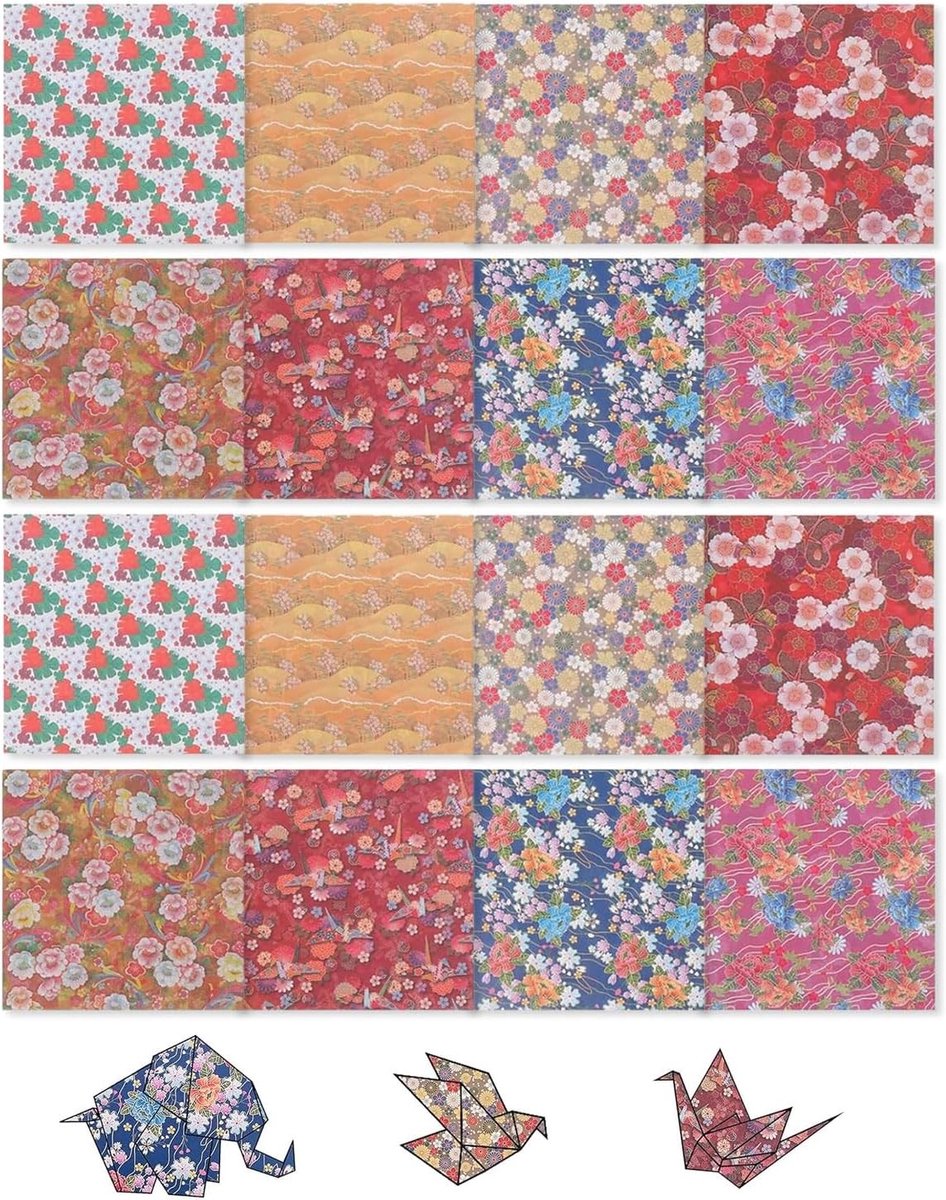 Origami Vellen voor Volwassenen en Kinderen, Dubbelzijdig, 60 Stuks met Diverse Patronen voor DIY Kunst en Knutselprojecten