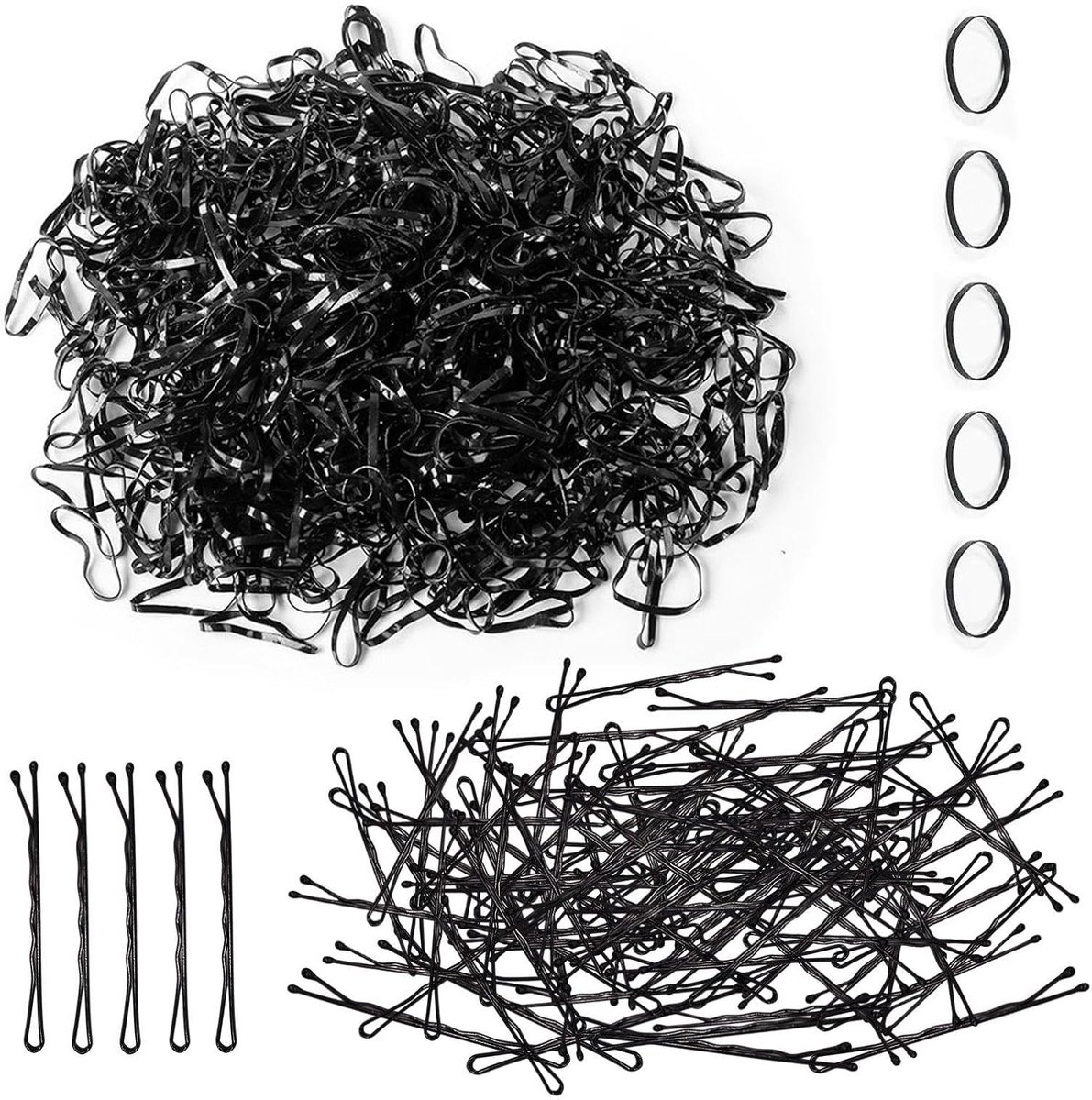 Elastiekjes 3000 stuks - ultrafijn zwart - inclusief 50 zwarte clips - ideaal voor kinderhairstyling - ShopVlot