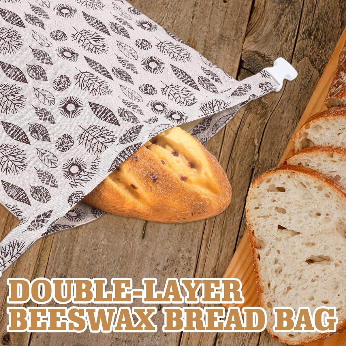 Herbruikbare Linnen Broodzakken - Set van 2, Bijenwas Doek voor Brood en Gebak, TPU Binnenvoering, 30 x 43 cm, Duurzaam en Milieuvriendelijk — cadeau in Cadeau-ideeën - foto 6