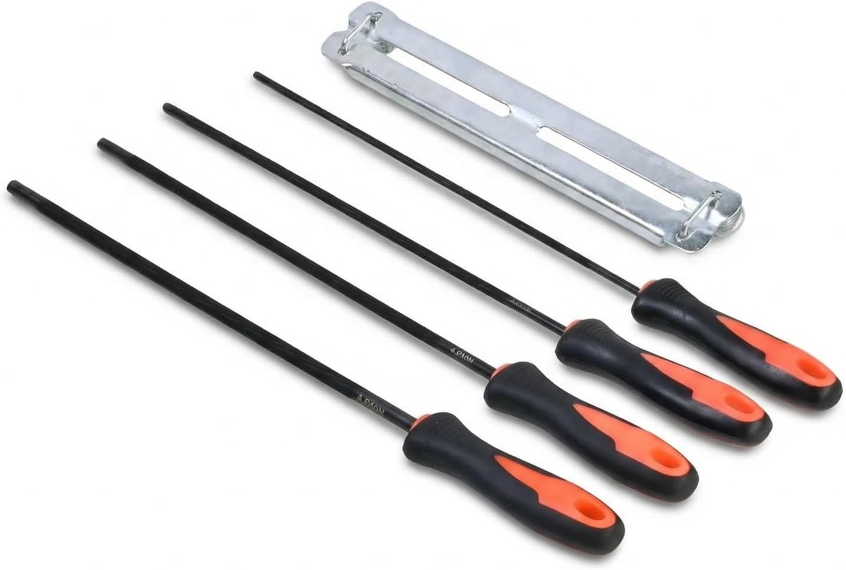 Kettingzaagvijlen set 3,2-5,5 mm - gehard staal - handvat met vijlhouder - nauwkeurig slijpen - ShopVlot