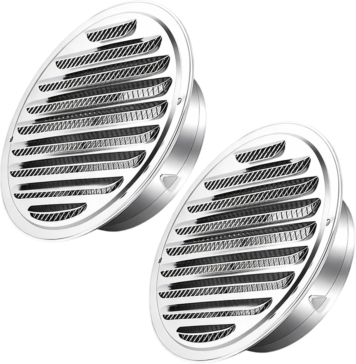 Ventilatierooster 250 mm - rond roestvrij staal - met muggennet - weerbestendig voor buitengebruik - ShopVlot