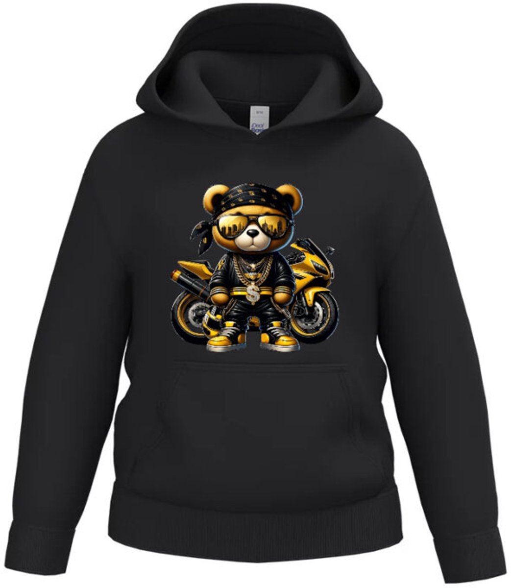 Hoodie Bear - Zwart - 110/116
