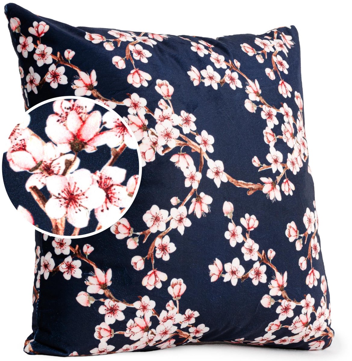 ANRO Sakura Donkerblauw Sierkussen 50x50 cm - Velours