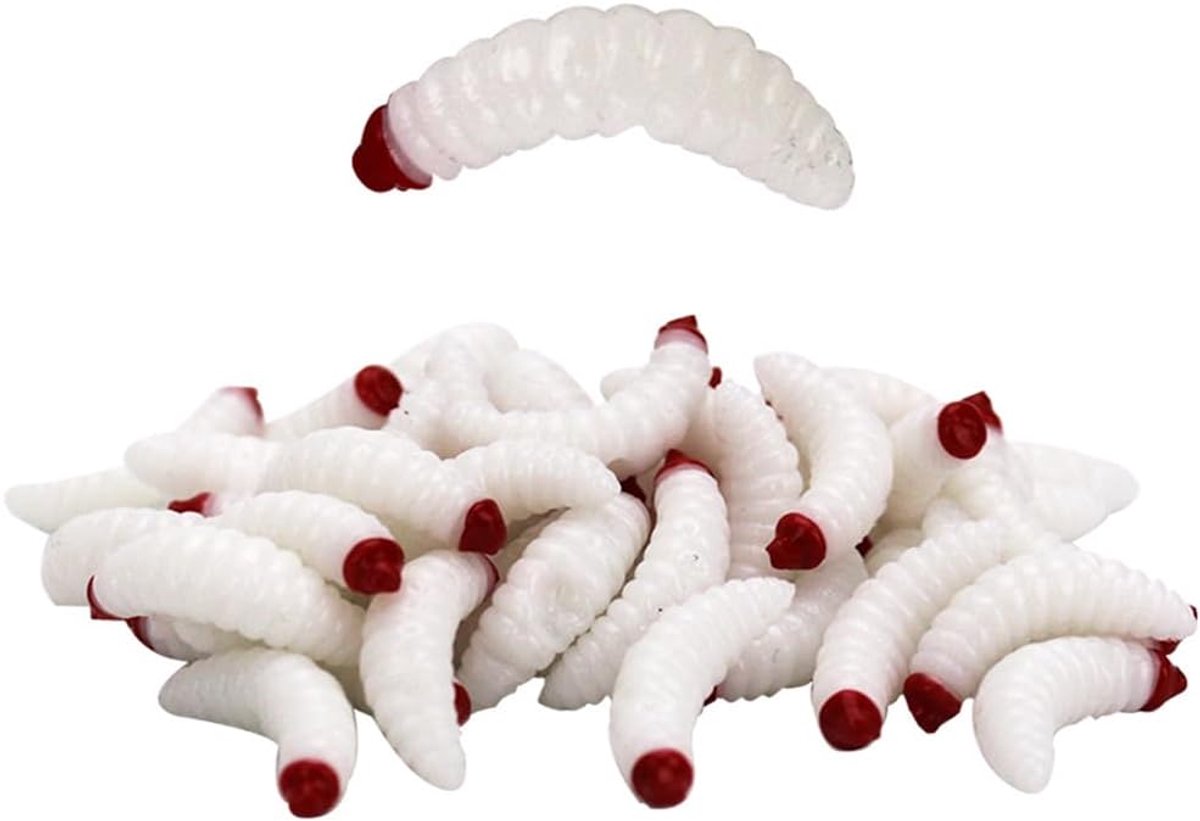 Vissen met silicone wormen - 50 stuks 2cm - zachte kunstmatige broodwormen - lokt roofvis aan - ShopVlot