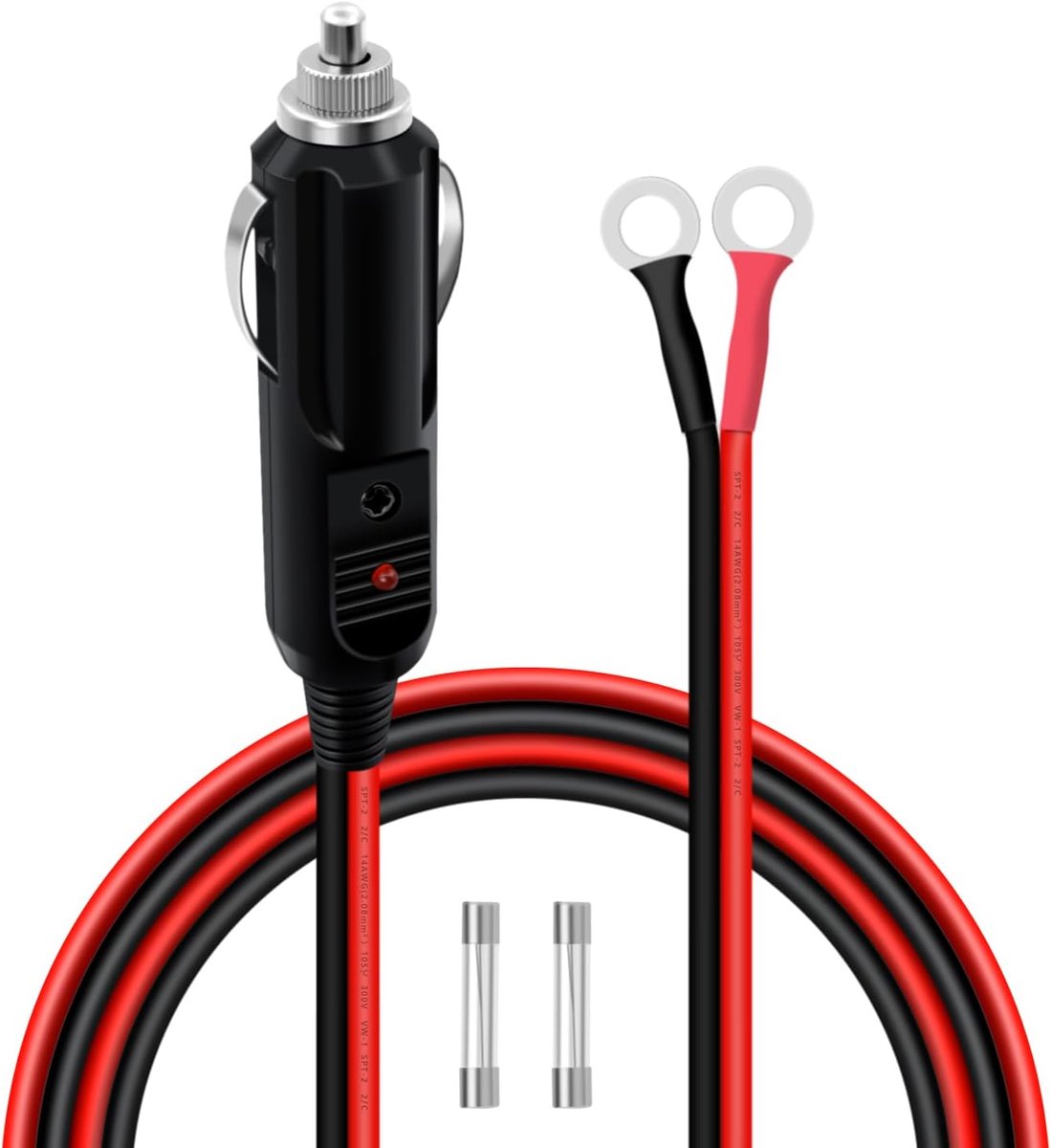 Sigarettenaansteker kabel 1,5 m - 14 AWG met ring terminal - 15 A zekering - Eenvoudige installatie - ShopVlot