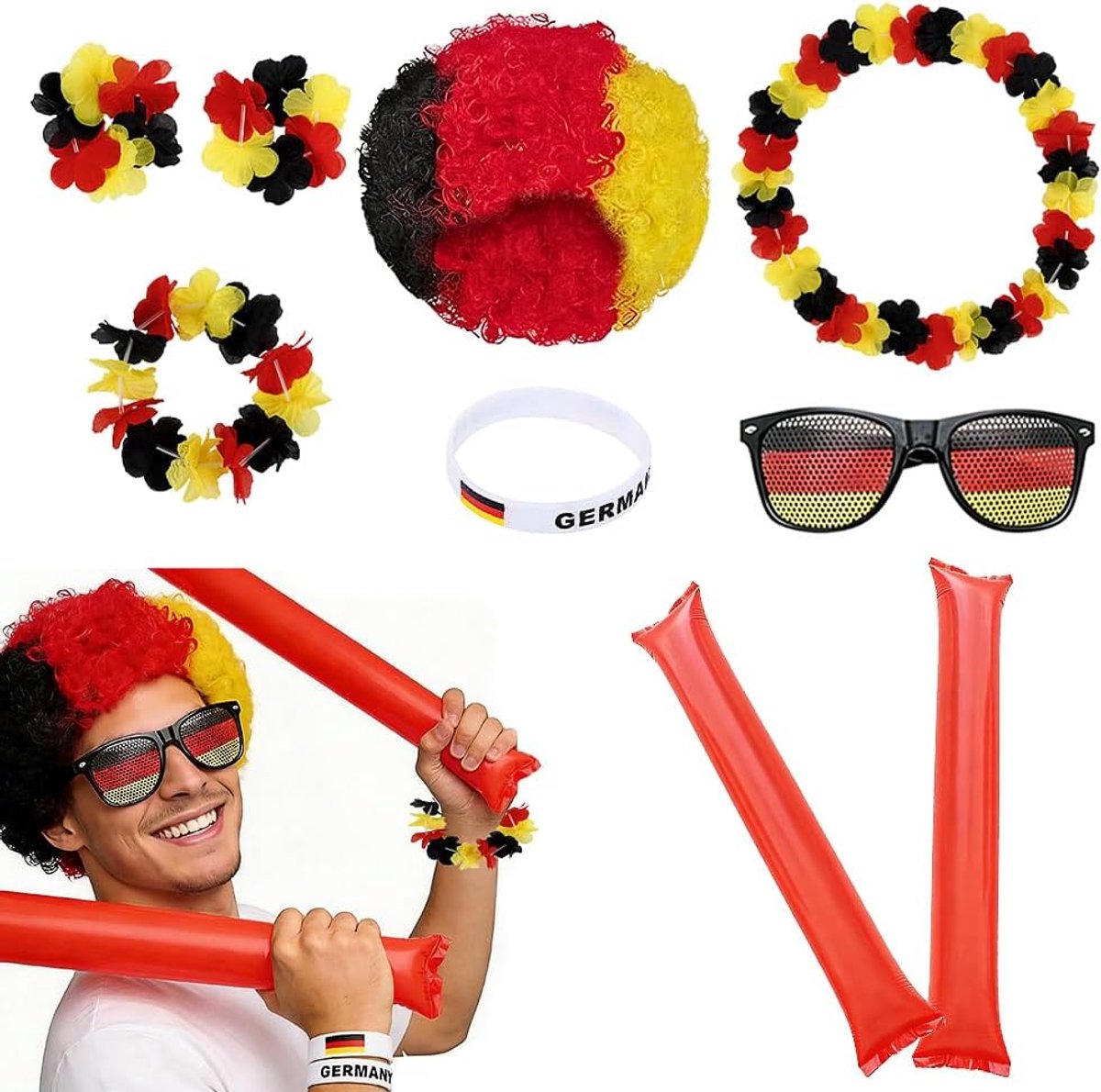 7-delig fanpakket Duitsland - accessoires - ideaal voor fans - feestelijke sfeer - ShopVlot