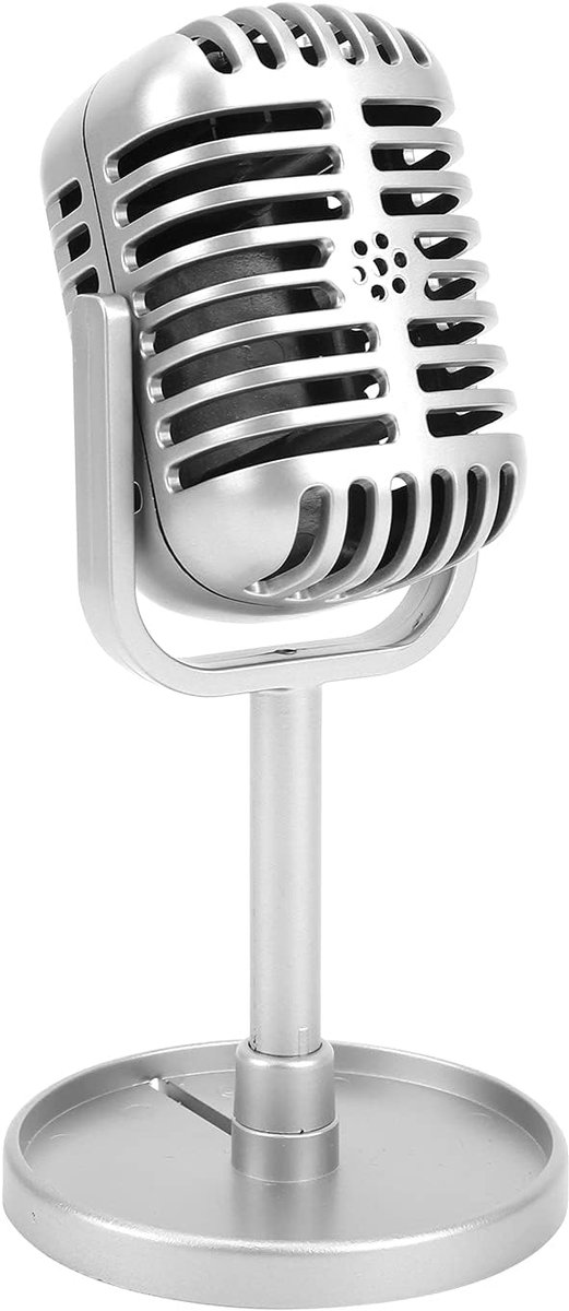 Plastic microfoon - retro stijl - zilver - ideaal voor karaoke en toneel - ShopVlot