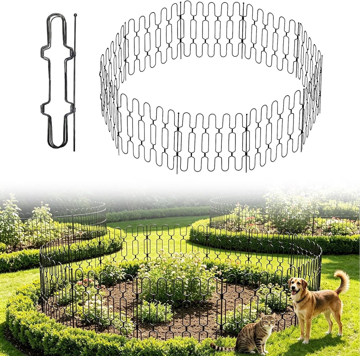 Vouwbare metalen tuinhek - 60 cm hoog - 4,6 m lang - decoratieve border voor bloemenbedden - ShopVlot