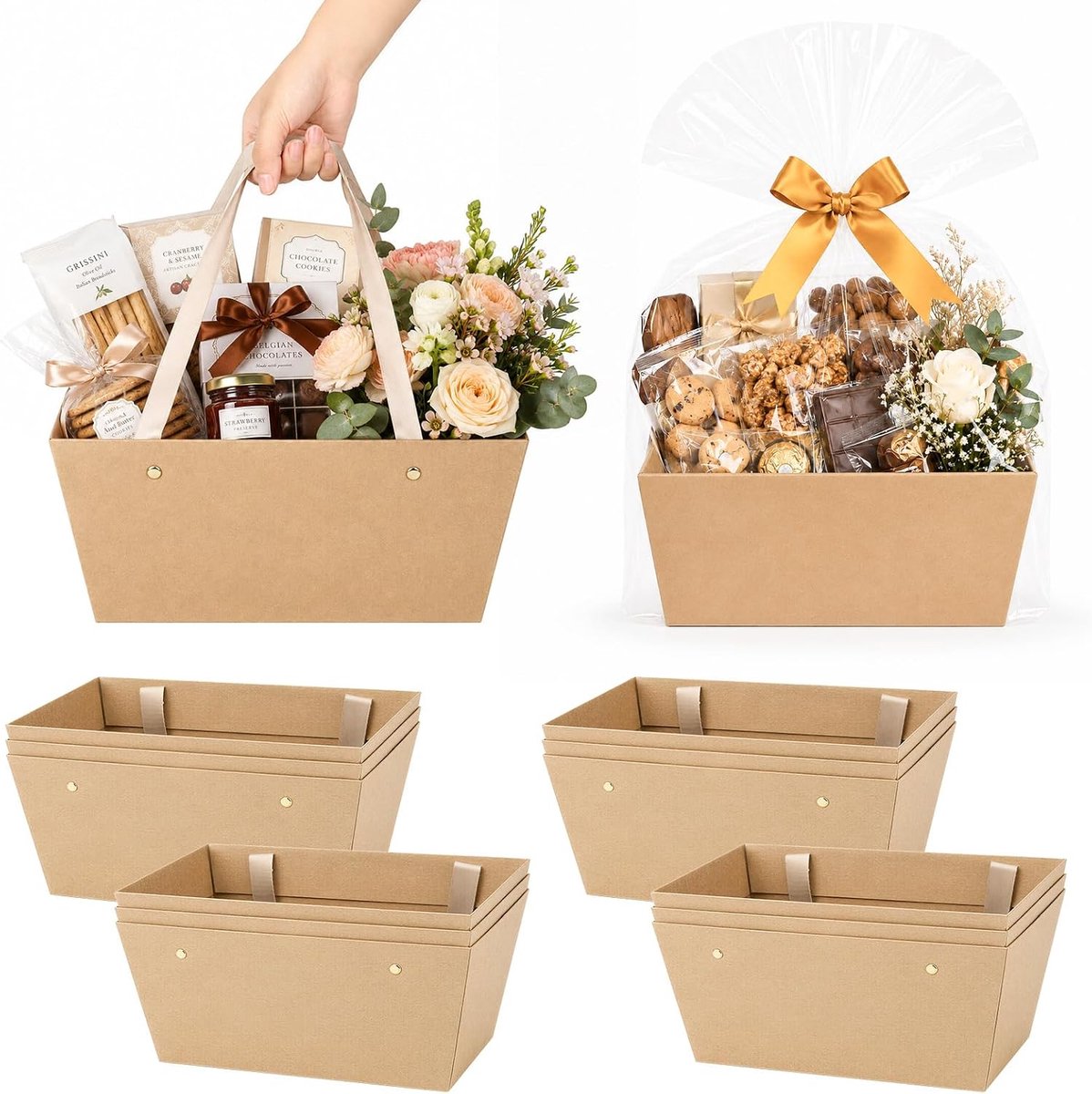 geschenkmanden 10 stuks - kartonnen mand - met handvat - ideaal voor verpakken van geschenken - ShopVlot