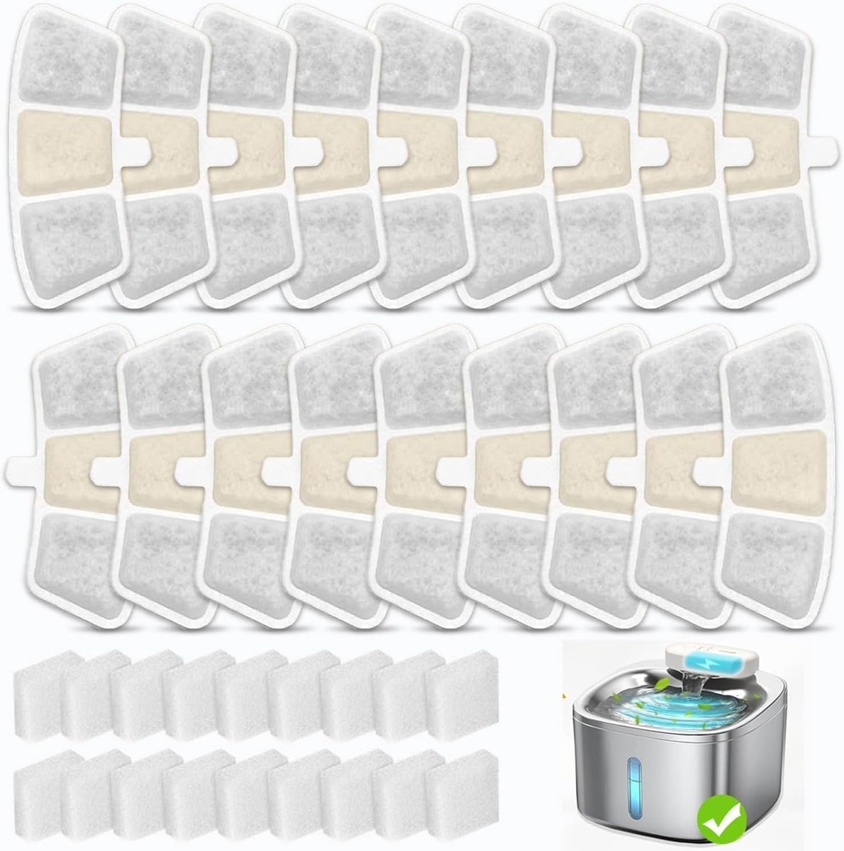 Set van 6 actieve koolfilters voor waterdispenser, 3,5 l, ideaal voor katten en kleine honden, vervangingsfilters voor schoon drinkwater