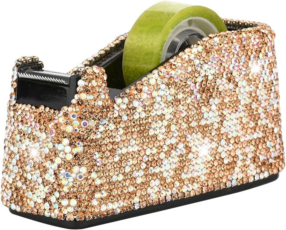Plakbanddispenser klein - glitter - diamantstrass - stijlvolle bureau decoratie - ShopVlot