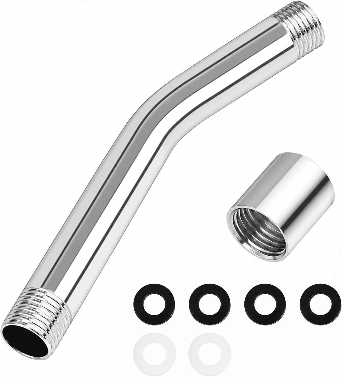 Douchekopverlenging set 2 stuks - roestvrij staal - met adapter en sluitringen - verleng je handdouche - ShopVlot
