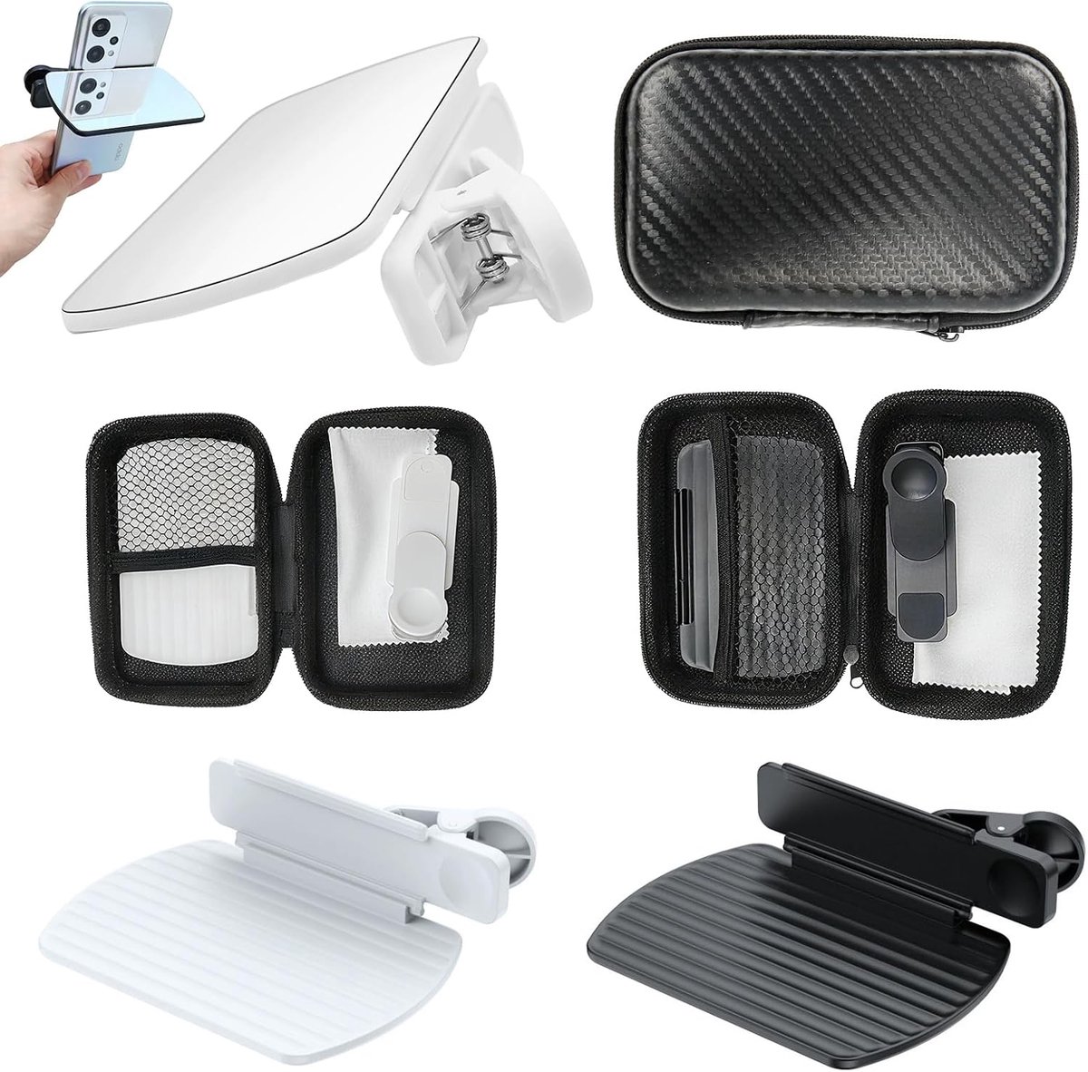 Mobiele telefoon spiegel reflector - verstelbare camera spiegel - zwart/wit - ideaal voor fotografie - ShopVlot