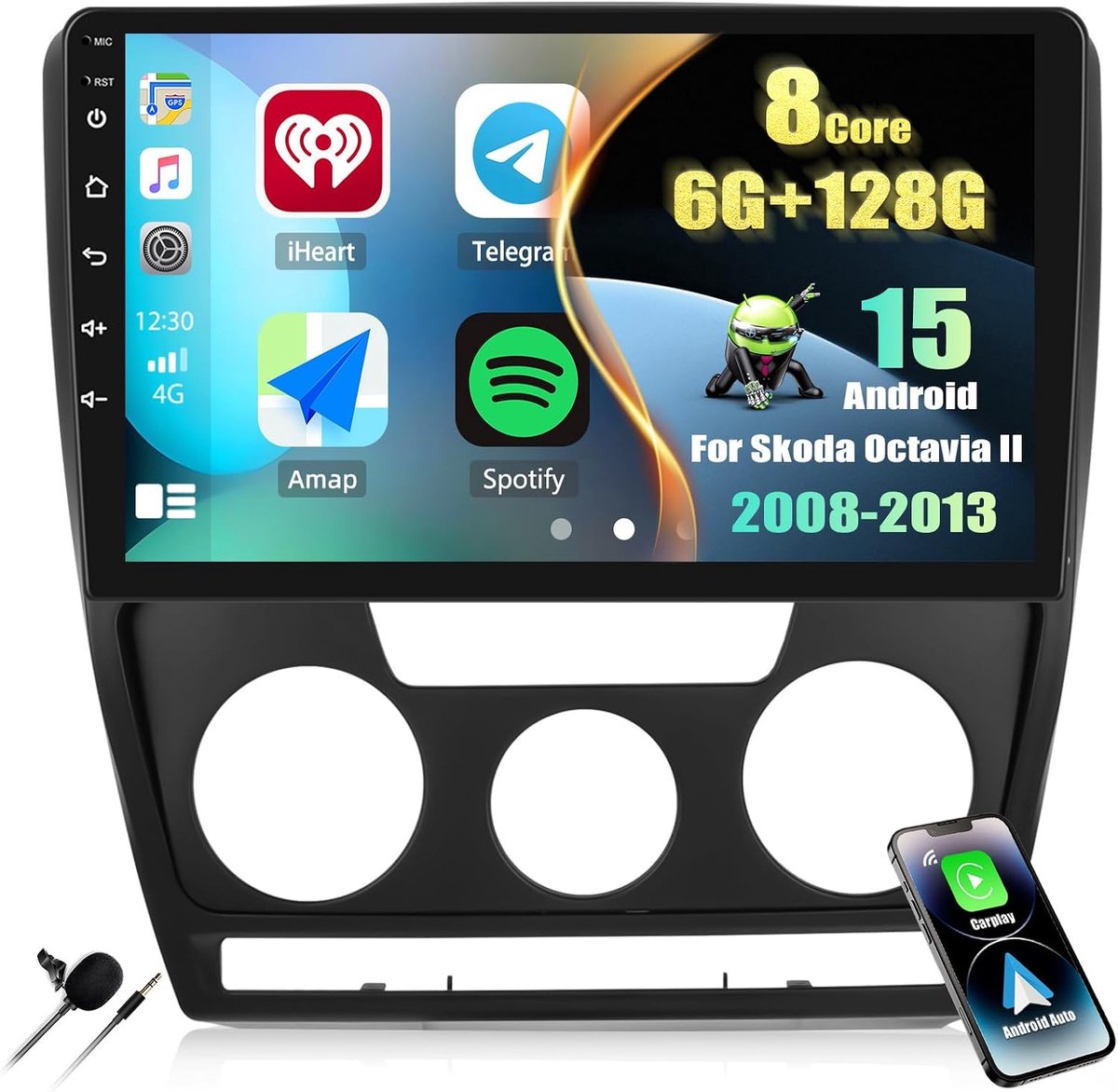 Auto Radio 10.1 Inch - 6G RAM, 128G ROM - Android 13, Draadloze Carplay - GPS Navigatie en Bluetooth - ShopVlot