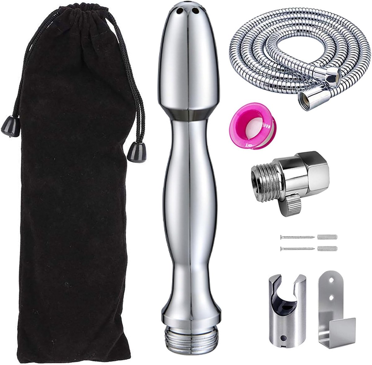 Douche set 7 gaatjes aluminium douchekop - nieuwe nozzle - schoon aluminium flush systeem - eenvoudig te installeren - ShopVlot