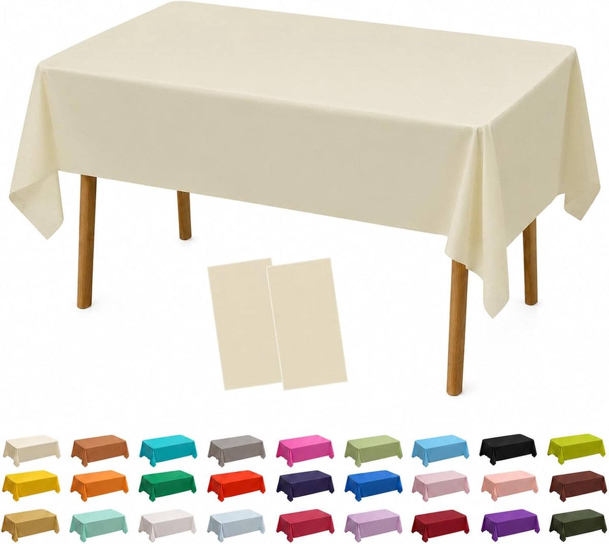 Washable PEVA Tablecloths, Pack of 2, Rectangular Plain Tablecloths, Waterproof and Oil Resistant for Party, Wedding - ShopVlot