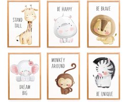 WIETRE Set of 6 Animals, Children's Room, Baby Room Decoration, Pictures for Boys and Girls Poster DIN A3 XXL Forest - ShopVlot