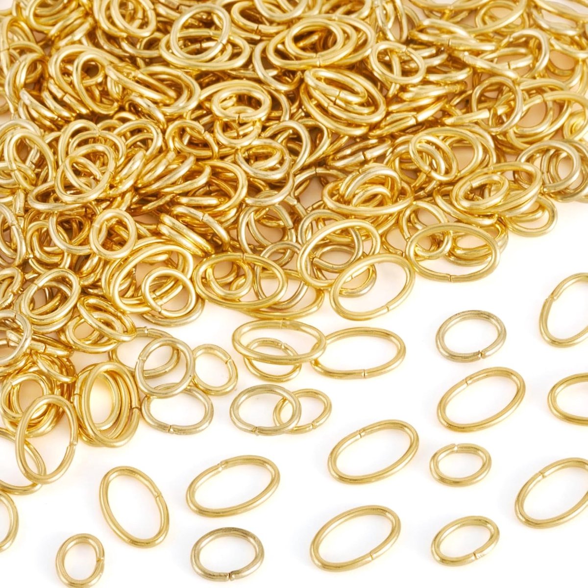 400pcs Gold Open Jump Rings Stainless Steel Jump Rings Unsoldered Oval Connection Ring for Earring Necklace Bracelet - ShopVlot