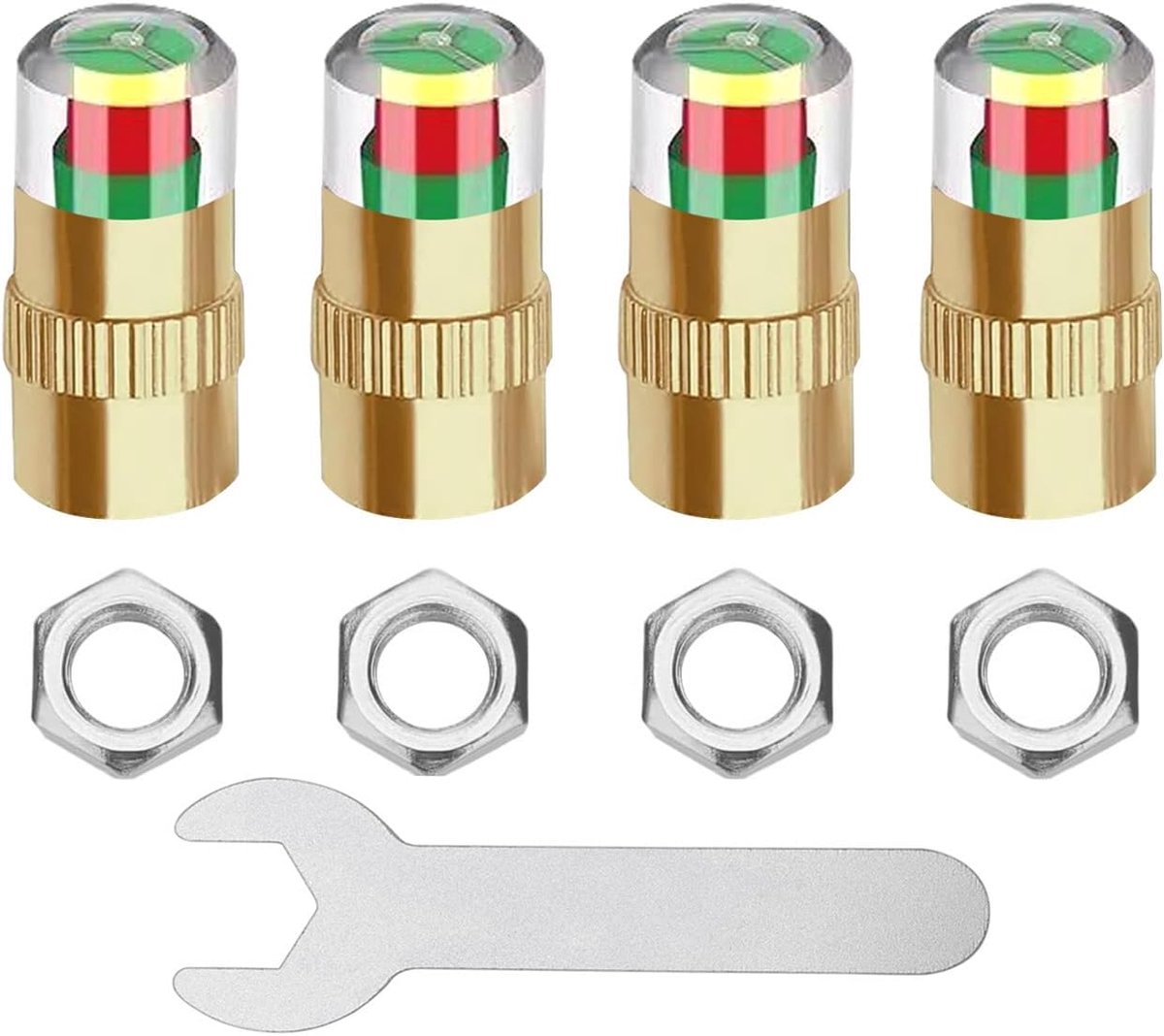 4 Stuks Goud Auto Band Ventieldopjes, Schrader Ventieldop, Banddrukmonitor Ventieldeksel, Band Ventiel Stofhoes met - ShopVlot