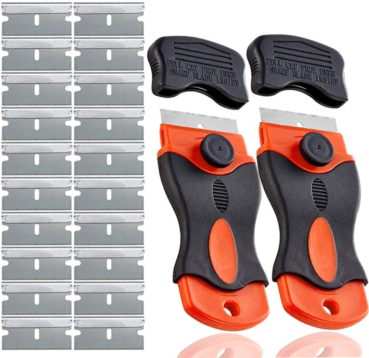 Pack of 2 Premium Mini Scraper, 3.5 cm, Glass Ceramic Scraper, with 20 Blades Made of Steel, for Removing Glue, Paint - ShopVlot