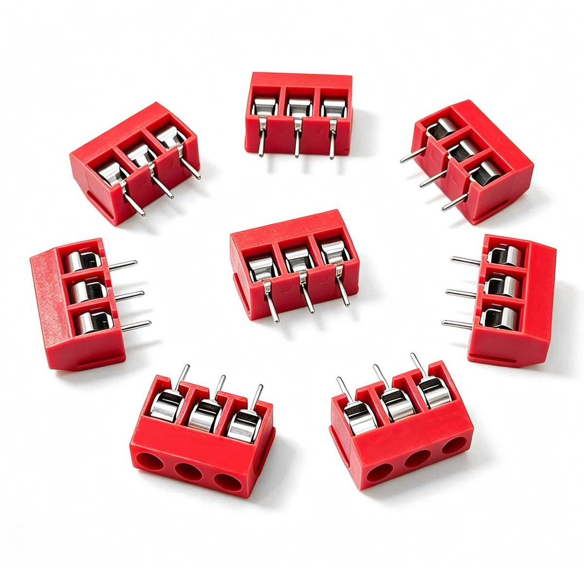 100 stuks rood 3-pins PCB mount schroef klemmenblok set, 5,08 mm pitch printplaten schroefklemblok connectoren (10A / - ShopVlot