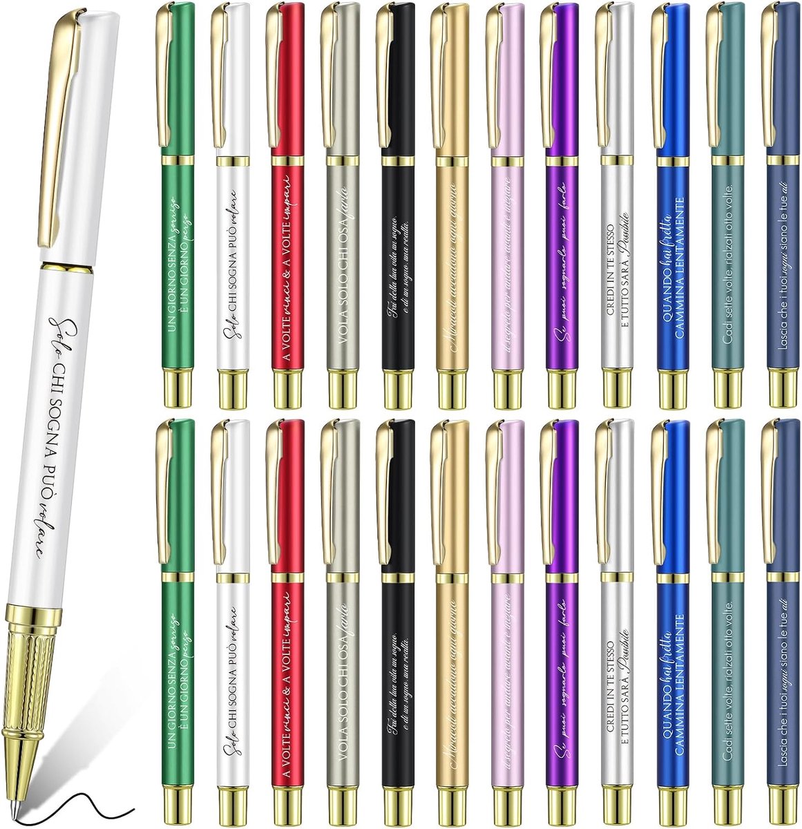 Sinmoe 24 Pcs Motivational Pens, Pressure Pens, Quotes, Inspirational Ballpoint Pen, Thanksgiving Gifts for Coworkers - ShopVlot