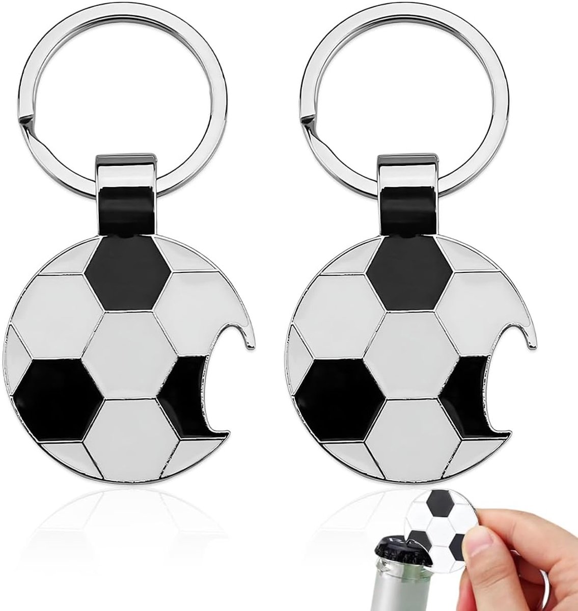2 Pcs Multifunctional Football Key Chains, Bottle Opener, Personalised Football Keychain, Football Gifts Boys, World - ShopVlot