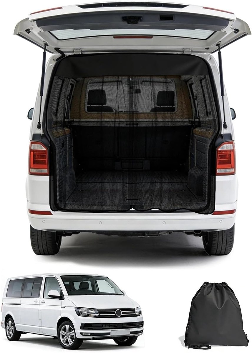 Muggennet VW T5 T6 achterklep - 61 x 170 cm - met rits en magneten - ideale ventilatie en zonbescherming - ShopVlot