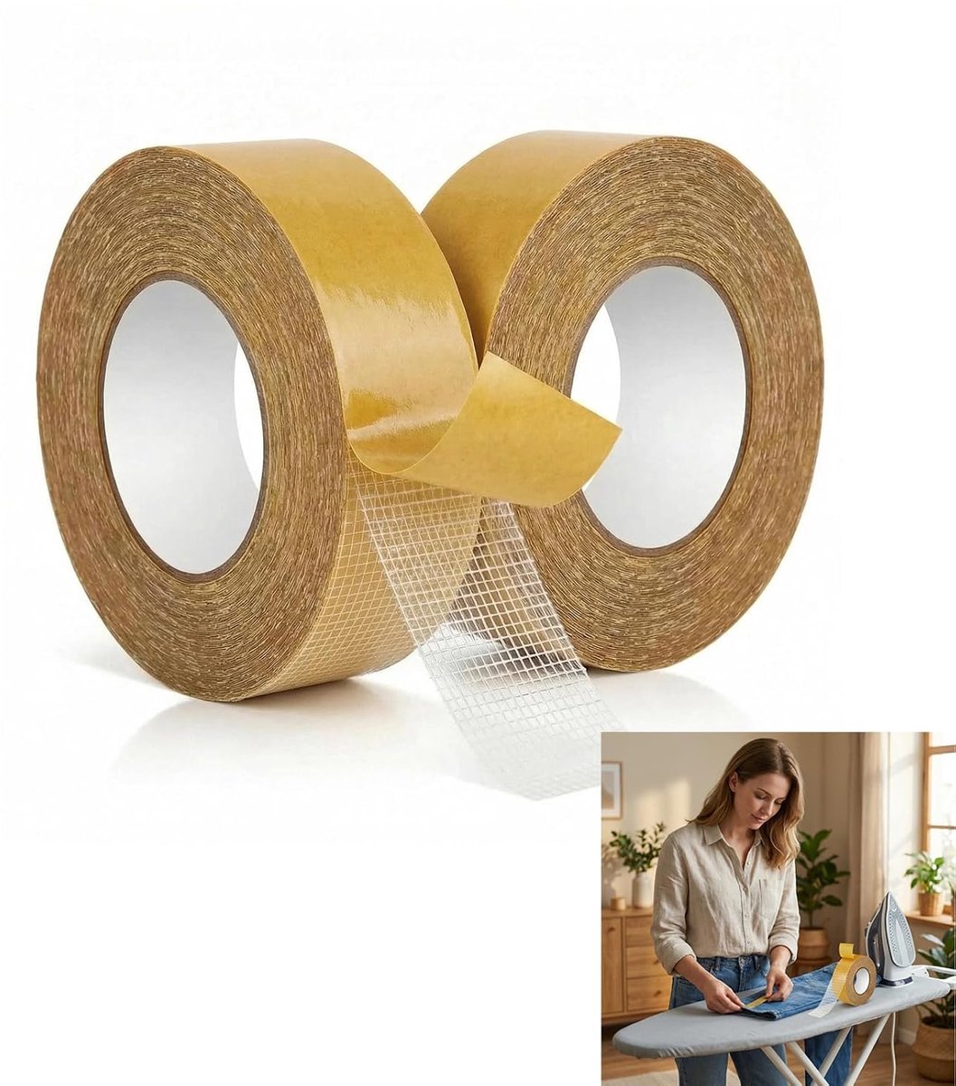 Dubbelzijdige tape 2,5 cm - zeer sterke stof - uitstekende transparante hechting - ideaal voor tapijt - ShopVlot