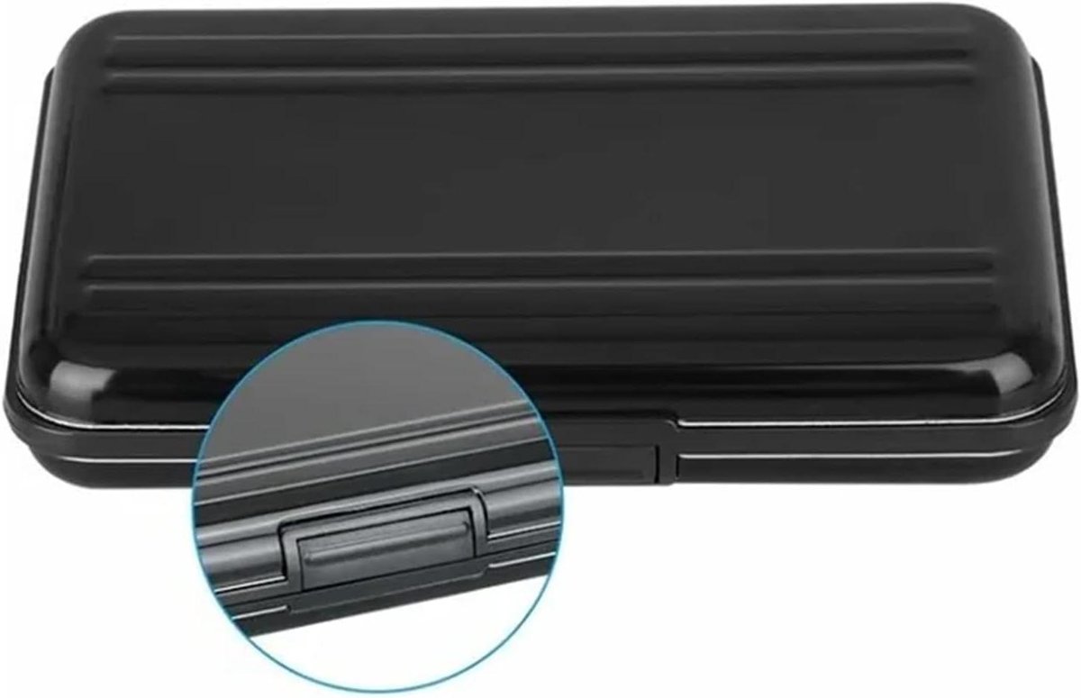 Geheugenkaart Opbergdoos - SD Kaart Houder - Kaarten Organiseren - Aluminium Waterdicht - 110x75x20mm - Zwart