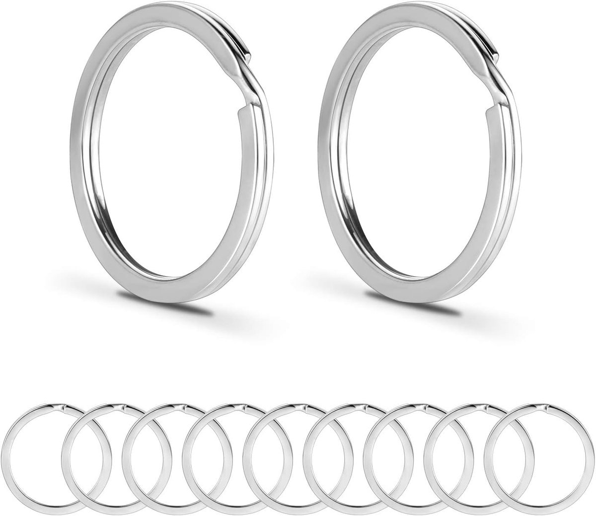 Sleutelhanger set van 50 - multifunctioneel 30mm - roestvrij staal - ideaal voor sleutels en accessoires - ShopVlot