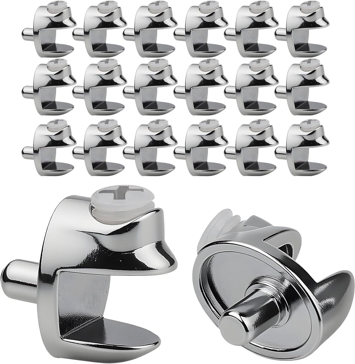 Glashouders 20pcs - Verstelbaar - Zinklegering - Stevige bevestiging voor 8-12mm glas - ShopVlot