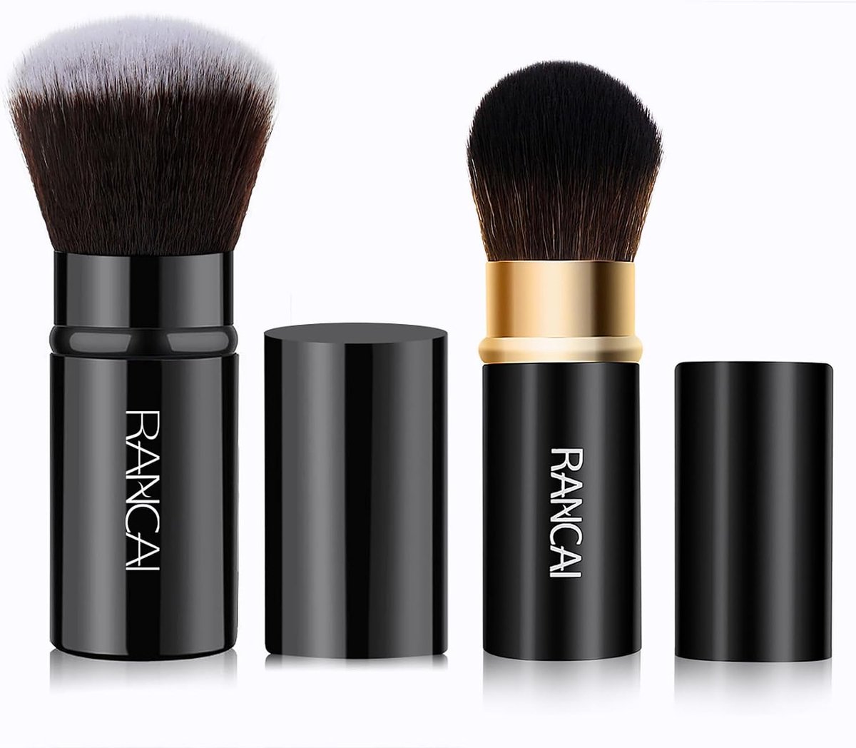 Retractable Makeup Brush, 2 Pack Portable Travel Makeup Brushes, Face Setting, Powder Brush with Cover for Blush - ShopVlot