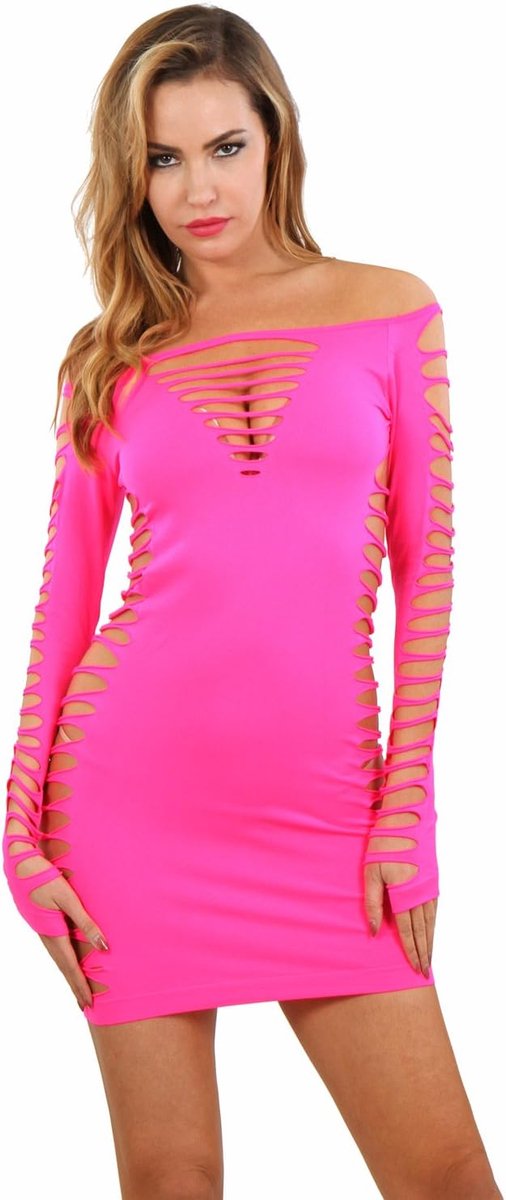 MISS NOIR Women's Elastic and Flexible Wearable One Size Long Sleeve Clubwear Party Dress One Size - ShopVlot