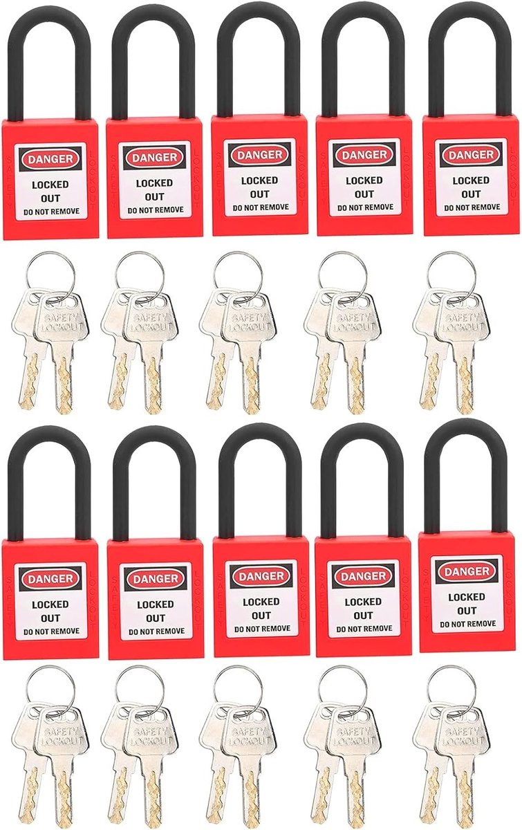 Veiligheidsslot Set voor Lockout Tagout - Stofdicht Nylon PA, 10 Stuks voor Industrie en Werkplaatsen, Isolatie en Beveiliging