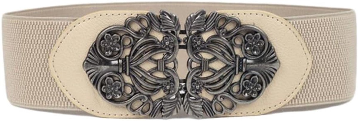 vintage elastic belt buckle for women and women, stretch wide belt for dress, One Size - ShopVlot