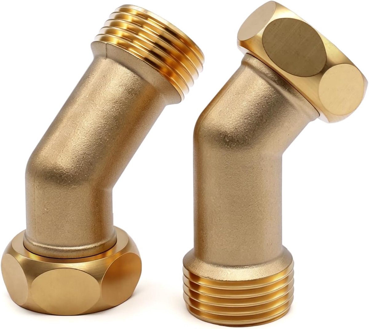 2 stuks messing hoek 45 graden, 1/2 inch buishoek sanitair - Aansluitstukken 1/2 inch binnendraad x buitendraad - ShopVlot