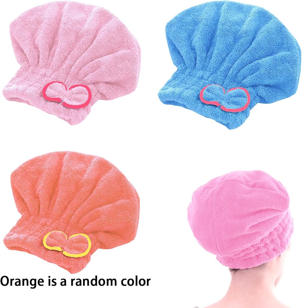 BDSHUNBF 3PCS quick drying hair towel, hair towel wrap, microfiber towel super absorbent anti frizz dry hair hat for - ShopVlot